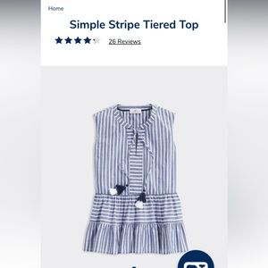EUC Vineyard Vines Simple Striped Tiered Top with tassels Size Medium
